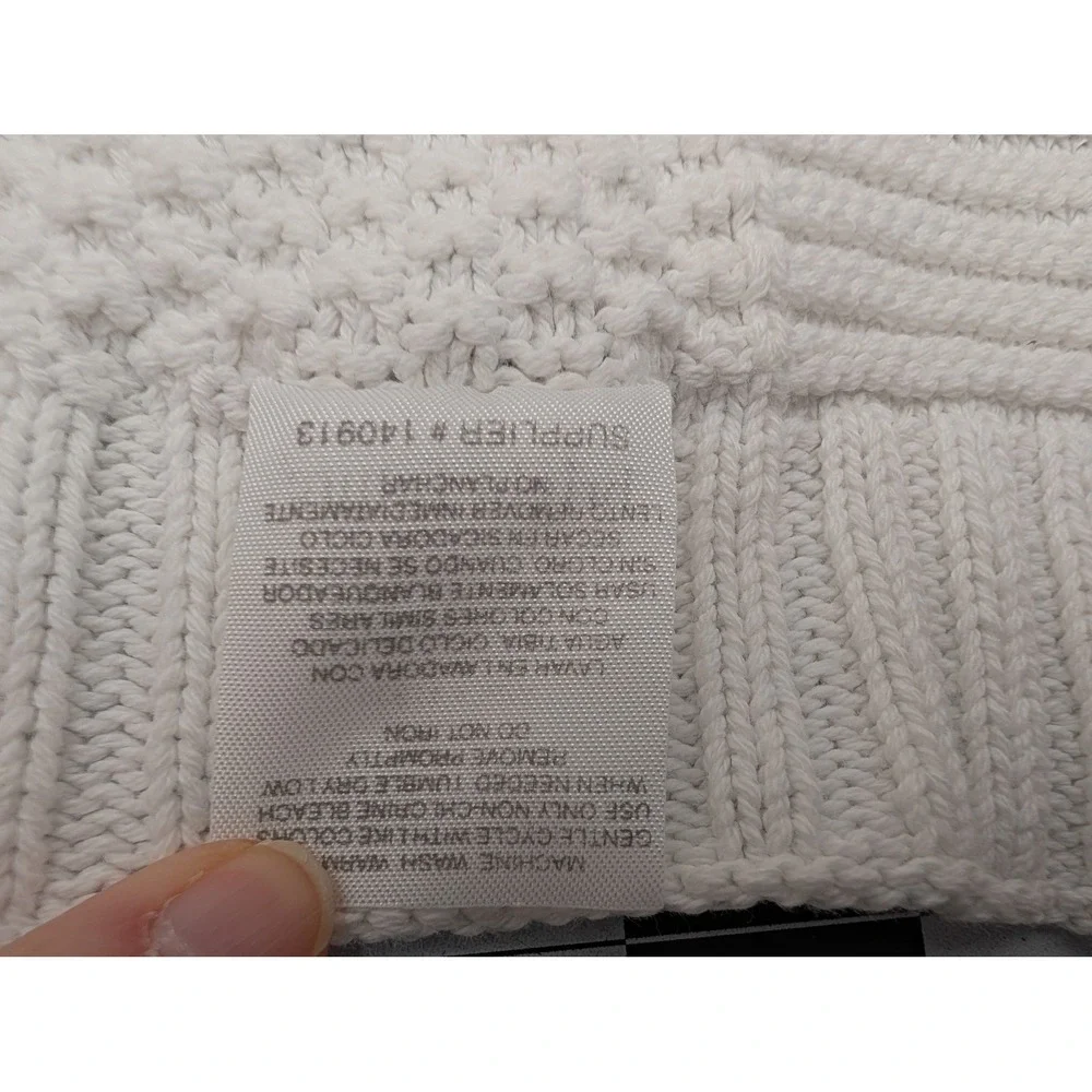 Bright Future Baby Blanket Cream White Cable Knit Cotton Pointelle Chevron